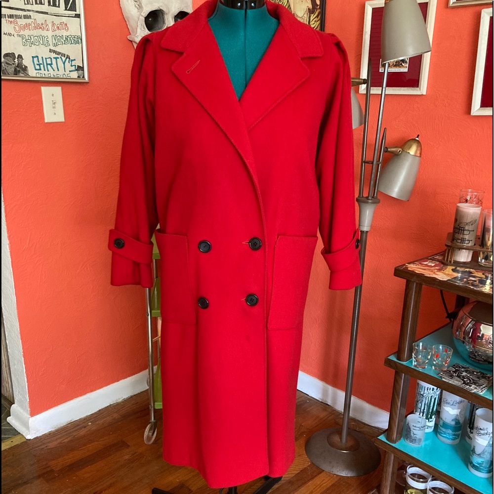 Vintage Jill Jr Red Wool Trench Coat